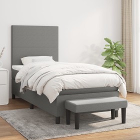 Box spring bed with dark gray fabric mattress 90x190 cm by vidaXL, Beds and slatted bases - Ref: Foro24-3136398, Price: 371,3...