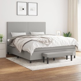 Cama box spring con colchón tela gris claro 180x200 cm de vidaXL, Camas y somieres - Ref: Foro24-3136453, Precio: 650,99 €, D...