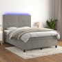 Cama box spring colchón y LED terciopelo gris claro 140x190 cm de vidaXL, Camas y somieres - Ref: Foro24-3136179, Precio: 558...