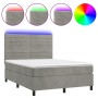 Cama box spring colchón y LED terciopelo gris claro 140x190 cm de vidaXL, Camas y somieres - Ref: Foro24-3136179, Precio: 558...