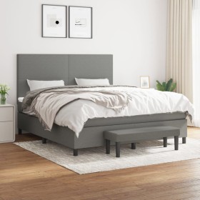 Cama box spring con colchón tela gris oscuro 160x200 cm de vidaXL, Camas y somieres - Ref: Foro24-3136446, Precio: 601,39 €, ...