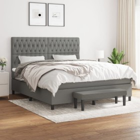 Cama box spring con colchón tela gris oscuro 180x200 cm de vidaXL, Camas y somieres - Ref: Foro24-3136854, Precio: 661,99 €, ...