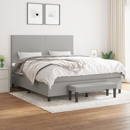 Cama box spring con colchón tela gris claro 160x200 cm de vidaXL, Camas y somieres - Ref: Foro24-3136445, Precio: 614,21 €, D...