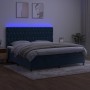 Box spring bed with mattress and LED dark blue velvet 200x200 cm by vidaXL, Beds and slatted bases - Ref: Foro24-3136327, Pri...