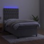 Box spring bed with mattress and LED light gray velvet 90x190 cm by vidaXL, Beds and slatted bases - Ref: Foro24-3136275, Pri...