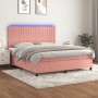 Cama box spring colchón y LED terciopelo rosa 160x200 cm de vidaXL, Camas y somieres - Ref: Foro24-3136256, Precio: 521,99 €,...