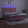 Box spring bed with mattress and LED pink velvet 160x200 cm by vidaXL, Beds and slatted bases - Ref: Foro24-3136256, Price: 5...