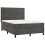 Box spring bed with mattress and LED dark gray velvet 140x190 cm by vidaXL, Beds and slatted bases - Ref: Foro24-3136300, Pri...