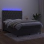 Box spring bed with mattress and LED dark gray velvet 140x190 cm by vidaXL, Beds and slatted bases - Ref: Foro24-3136300, Pri...