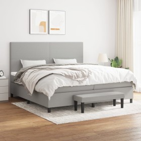 Box spring bed with light gray fabric mattress 200x200 cm by vidaXL, Beds and slatted bases - Ref: Foro24-3136461, Price: 709...