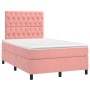 Box spring bed with mattress and LED pink velvet 120x200 cm by vidaXL, Beds and slatted bases - Ref: Foro24-3136298, Price: 4...