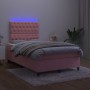 Box spring bed with mattress and LED pink velvet 120x200 cm by vidaXL, Beds and slatted bases - Ref: Foro24-3136298, Price: 4...