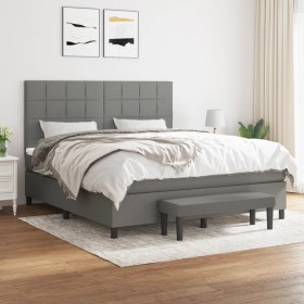 Cama box spring con colchón tela gris oscuro 180x200 cm de vidaXL, Camas y somieres - Ref: Foro24-3136614, Precio: 652,99 €, ...