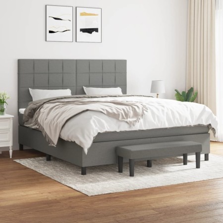 Cama box spring con colchón tela gris oscuro 180x200 cm de vidaXL, Camas y somieres - Ref: Foro24-3136614, Precio: 682,90 €, ...