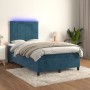 Box spring bed with mattress and LED dark blue velvet 120x200 cm by vidaXL, Beds and slatted bases - Ref: Foro24-3136117, Pri...