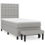 Cama box spring con colchón tela gris claro 90x190 cm de vidaXL, Camas y somieres - Ref: Foro24-3136877, Precio: 370,84 €, De...