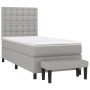 Cama box spring con colchón tela gris claro 90x190 cm de vidaXL, Camas y somieres - Ref: Foro24-3136877, Precio: 370,84 €, De...