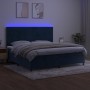 Box spring bed with mattress and LED dark blue velvet 200x200 cm by vidaXL, Beds and slatted bases - Ref: Foro24-3136267, Pri...