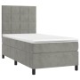 Box spring bed with mattress and LED light gray velvet 90x200 cm by vidaXL, Beds and slatted bases - Ref: Foro24-3136101, Pri...