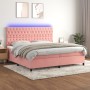 Cama box spring colchón y LED terciopelo rosa 200x200 cm de vidaXL, Camas y somieres - Ref: Foro24-3136328, Precio: 679,63 €,...