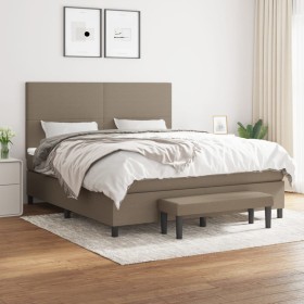 Cama box spring con colchón tela gris taupe 160x200 cm de vidaXL, Camas y somieres - Ref: Foro24-3136449, Precio: 638,36 €, D...