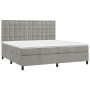 Cama box spring colchón y LED terciopelo gris claro 200x200 cm de vidaXL, Camas y somieres - Ref: Foro24-3136383, Precio: 663...