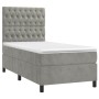 Box spring bed with mattress and LED light gray velvet 90x200 cm by vidaXL, Beds and slatted bases - Ref: Foro24-3136281, Pri...