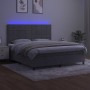 Box spring bed with mattress and LED light gray velvet 180x200 cm by vidaXL, Beds and slatted bases - Ref: Foro24-3136137, Pr...