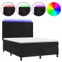 Box spring bed with mattress and LED black velvet 140x190 cm by vidaXL, Beds and slatted bases - Ref: Foro24-3136301, Price: ...