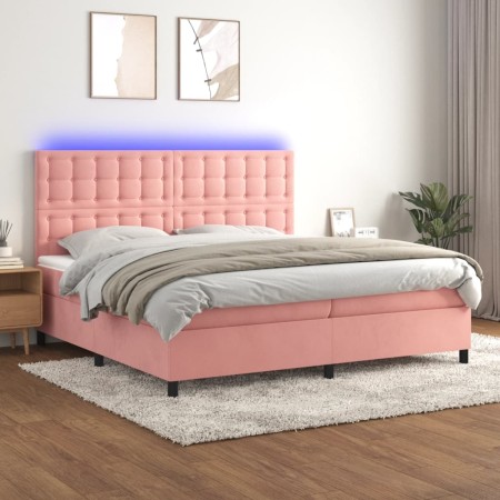 Boxspringbett mit Matratze und LED-Rosa-Samt 200x200 cm von vidaXL, Betten und Lattenroste - Ref: Foro24-3136388, Preis: 653,...