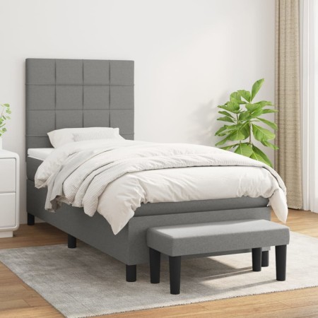 Box spring bed with dark gray fabric mattress 90x200 cm by vidaXL, Beds and slatted bases - Ref: Foro24-3136566, Price: 380,8...