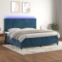 Box spring bed with mattress and LED dark blue velvet 200x200 cm by vidaXL, Beds and slatted bases - Ref: Foro24-3136087, Pri...