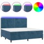 Box spring bed with mattress and LED dark blue velvet 200x200 cm by vidaXL, Beds and slatted bases - Ref: Foro24-3136087, Pri...