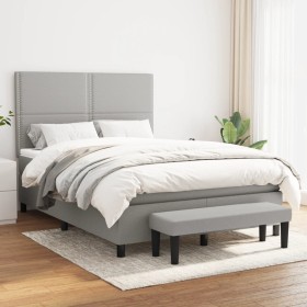 Box spring bed with light gray fabric mattress 140x190 cm by vidaXL, Beds and slatted bases - Ref: Foro24-3136509, Price: 550...