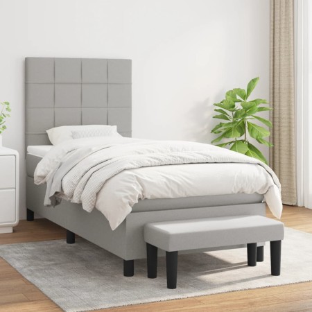 Cama box spring con colchón tela gris claro 80x200 cm de vidaXL, Camas y somieres - Ref: Foro24-3136549, Precio: 342,47 €, De...