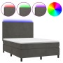 Box spring bed with mattress and LED dark gray velvet 140x200 cm by vidaXL, Beds and slatted bases - Ref: Foro24-3136006, Pri...