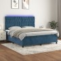 Box spring bed with mattress and LED dark blue velvet 180x200 cm by vidaXL, Beds and slatted bases - Ref: Foro24-3136321, Pri...