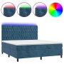 Box spring bed with mattress and LED dark blue velvet 180x200 cm by vidaXL, Beds and slatted bases - Ref: Foro24-3136321, Pri...