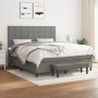 Cama box spring con colchón tela gris oscuro 160x200 cm de vidaXL, Camas y somieres - Ref: Foro24-3136606, Precio: 618,41 €, ...