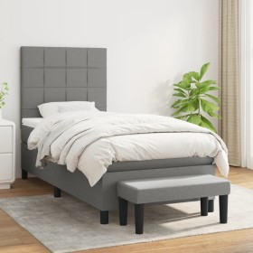 Cama box spring con colchón tela gris oscuro 100x200 cm de vidaXL, Camas y somieres - Ref: Foro24-3136574, Precio: 383,46 €, ...