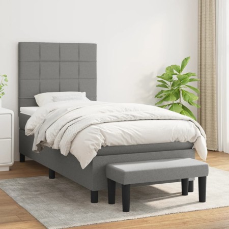 Box spring bed with dark gray fabric mattress 100x200 cm by vidaXL, Beds and slatted bases - Ref: Foro24-3136574, Price: 383,...