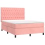 Box spring bed with mattress and LED pink velvet 140x200 cm by vidaXL, Beds and slatted bases - Ref: Foro24-3136310, Price: 5...