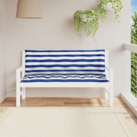 Gartenbankauflagen 2 Stück blau weiß gestreifter Stoff 150x50x7 cm von vidaXL, Kissen für Stühle und Sofas - Ref: Foro24-3617...