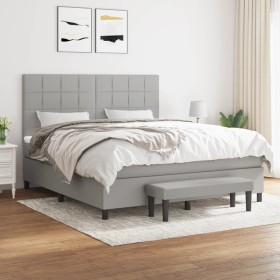 Cama box spring con colchón tela gris claro 160x200 cm de vidaXL, Camas y somieres - Ref: Foro24-3136605, Precio: 613,99 €, D...