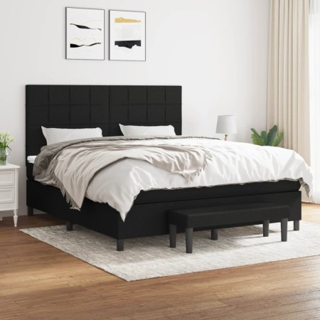 Cama box spring con colchón tela negro 180x200 cm de vidaXL, Camas y somieres - Ref: Foro24-3136615, Precio: 670,62 €, Descue...