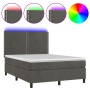 Box spring bed with mattress and LED dark gray velvet 140x190 cm by vidaXL, Beds and slatted bases - Ref: Foro24-3136060, Pri...