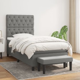 Cama box spring con colchón tela gris oscuro 80x200 cm de vidaXL, Camas y somieres - Ref: Foro24-3136790, Precio: 355,05 €, D...