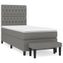 Cama box spring con colchón tela gris oscuro 90x190 cm de vidaXL, Camas y somieres - Ref: Foro24-3136798, Precio: 409,85 €, D...