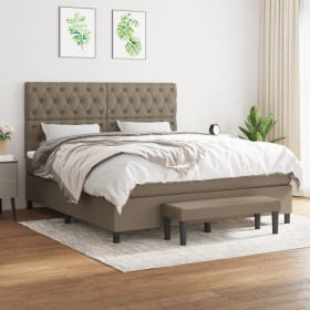 Cama box spring con colchón tela gris taupe 160x200 cm de vidaXL, Camas y somieres - Ref: Foro24-3136849, Precio: 674,41 €, D...