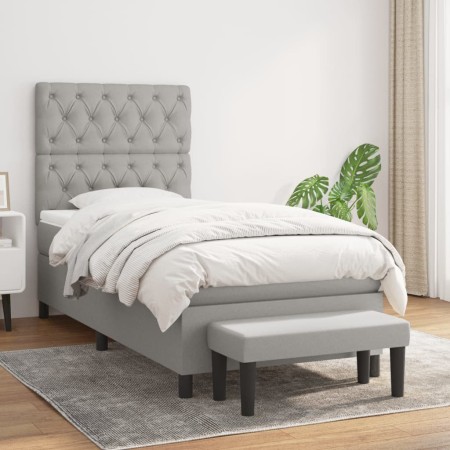 Box spring bed with light gray fabric mattress 80x200 cm by vidaXL, Beds and slatted bases - Ref: Foro24-3136789, Price: 357,...